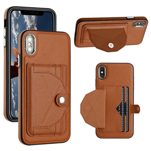 For iPhone XS Max Shockproof Leather Phone Case with Card Holder(Brown) - More iPhone Cases by buy2fix | Online Shopping UK | buy2fix