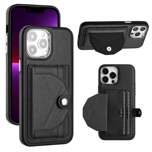 For iPhone 15 Pro Max Shockproof Leather Phone Case with Card Holder(Black) - iPhone 15 Pro Max Cases by buy2fix | Online Shopping UK | buy2fix