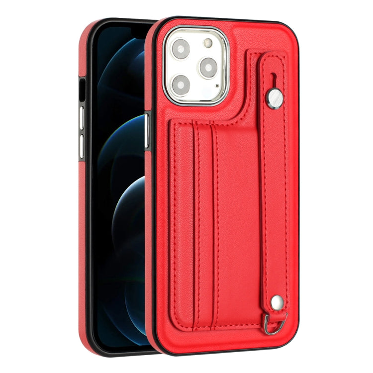 For iPhone 12 Pro Max Shockproof Leather Phone Case with Wrist Strap(Red) - iPhone 12 Pro Max Cases by buy2fix | Online Shopping UK | buy2fix