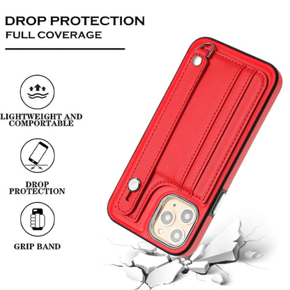 For iPhone 11 Pro Shockproof Leather Phone Case with Wrist Strap(Red) - iPhone 11 Pro Cases by buy2fix | Online Shopping UK | buy2fix