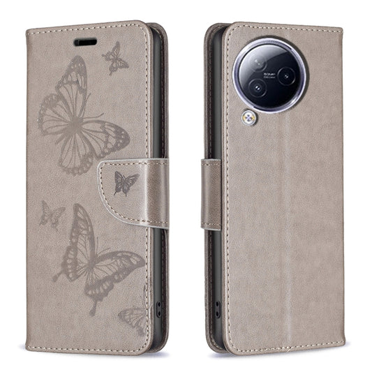 For Xiaomi Civi 3 5G Two Butterflies Embossing Leather Phone Case(Grey) - Xiaomi Cases by buy2fix | Online Shopping UK | buy2fix