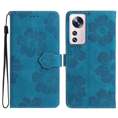 For Xiaomi 12 Lite Flower Embossing Pattern Leather Phone Case(Blue) - Xiaomi Cases by buy2fix | Online Shopping UK | buy2fix