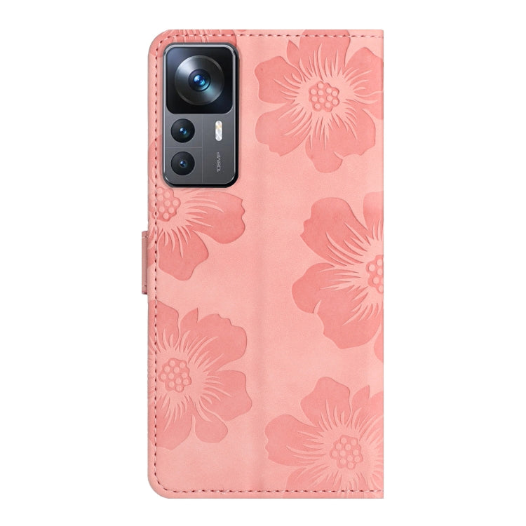 For Xiaomi 12T  / 12T Pro Flower Embossing Pattern Leather Phone Case(Pink) - Xiaomi Cases by buy2fix | Online Shopping UK | buy2fix