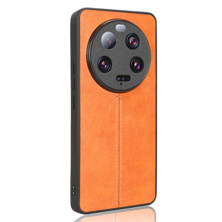 For Xiaomi 13 Ultra Sewing Cow Pattern Skin PC + PU + TPU Phone Case(Orange) - 13 Ultra Cases by buy2fix | Online Shopping UK | buy2fix