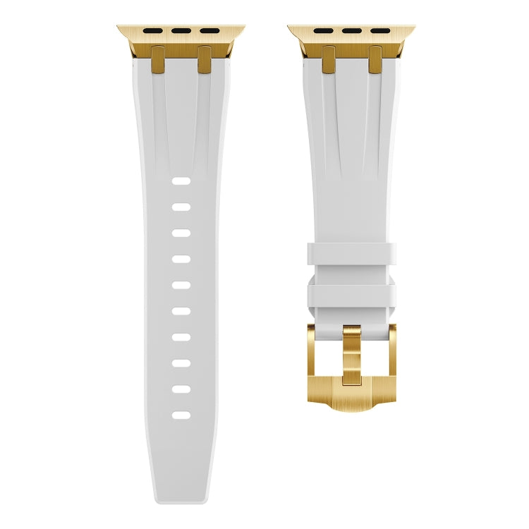 AP Silicone Watch Band For Apple Watch 9 45mm(Gold White) - Watch Bands by buy2fix | Online Shopping UK | buy2fix