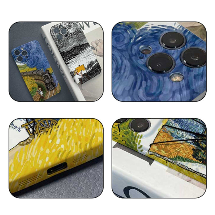 For iPhone 14 Pro Max Precise Hole Oil Painting Pattern PC Phone Case(Train) - iPhone 14 Pro Max Cases by buy2fix | Online Shopping UK | buy2fix