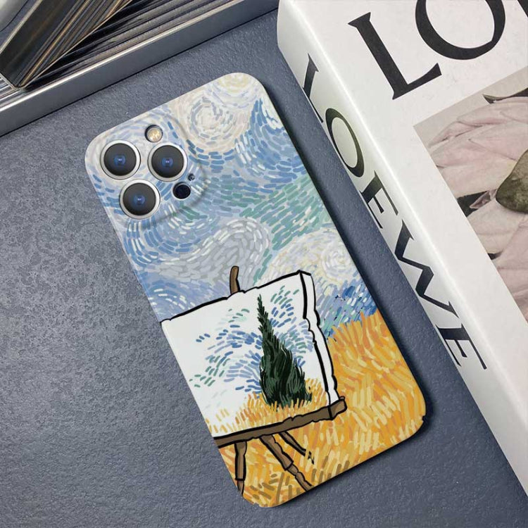 For iPhone 13 mini Precise Hole Oil Painting Pattern PC Phone Case(Landscape Painting) - iPhone 13 mini Cases by buy2fix | Online Shopping UK | buy2fix