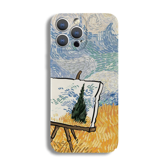 For iPhone 12 mini Precise Hole Oil Painting Pattern PC Phone Case(Landscape Painting) - iPhone 12 mini Cases by buy2fix | Online Shopping UK | buy2fix