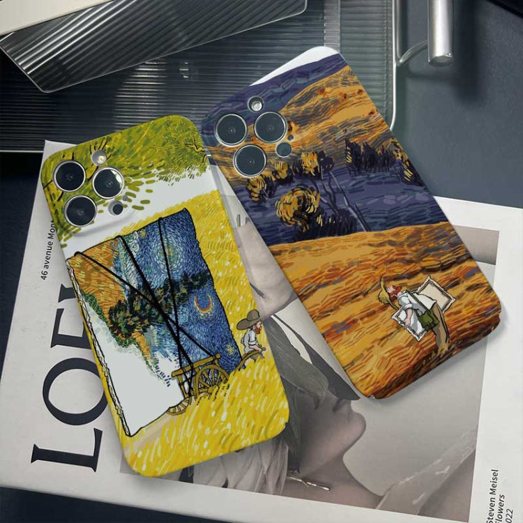 For iPhone 12 Pro Max Precise Hole Oil Painting Pattern PC Phone Case(Evening Breeze) - iPhone 12 Pro Max Cases by buy2fix | Online Shopping UK | buy2fix