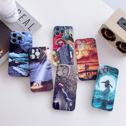 For iPhone 14 Precise Hole Oil Painting Pattern PC Phone Case(Rain) - iPhone 14 Cases by buy2fix | Online Shopping UK | buy2fix