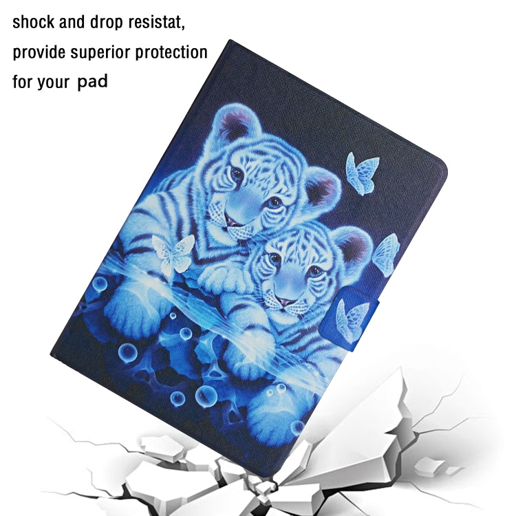 For Lenovo Tab M10 X605F X505 Colored Drawing Pattern Horizontal Flip Leather Case with Holder & Card Slots(Tiger) - Mobile Accessories by buy2fix | Online Shopping UK | buy2fix