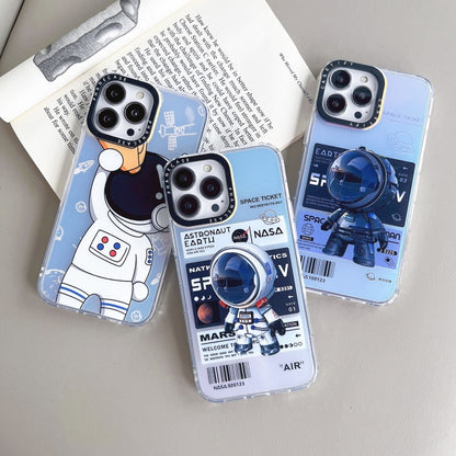 For iPhone 14 Plus Astronaut Pattern Shockproof PC Protective Phone Case(White with Telescope) - iPhone 14 Plus Cases by buy2fix | Online Shopping UK | buy2fix