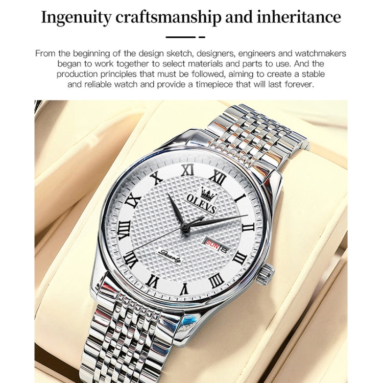 OLEVS 5562 Men Multifunctional Business Waterproof Quartz Watch(White) - Metal Strap Watches by OLEVS | Online Shopping UK | buy2fix