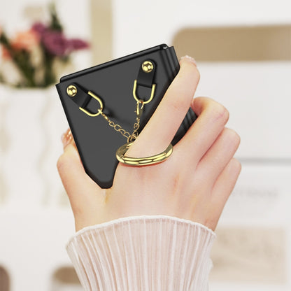 For vivo X Flip GKK Integrated Necklace Hinged Flip Phone Case with Ring Holder(Black) - vivo Cases by GKK | Online Shopping UK | buy2fix