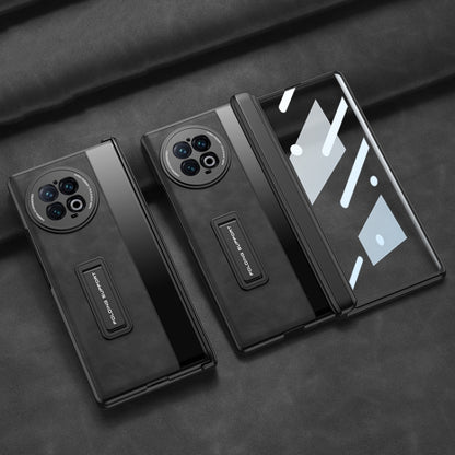 For vivo X Fold2 GKK Integrated Frosted Fold Hinge Leather Phone Case with Holder(Black) - vivo Cases by GKK | Online Shopping UK | buy2fix