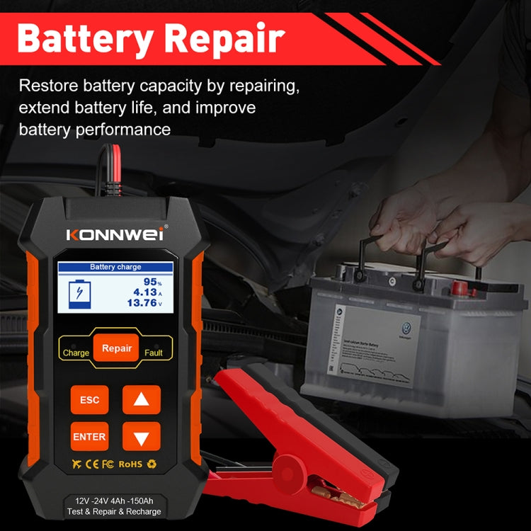 KONNWEI KW520 12V / 24V 3 in 1 Car Battery Tester with Detection & Repair & Charging Function(US Plug) - Code Readers & Scan Tools by KONNWEI | Online Shopping UK | buy2fix