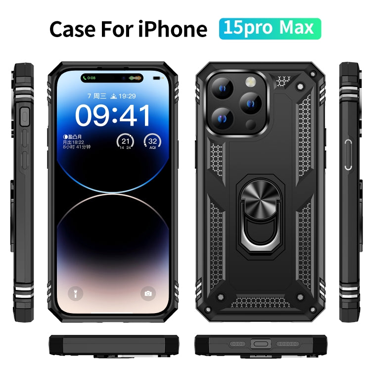 For iPhone 15 Pro Max Shockproof TPU + PC Phone Case with Holder(Black) - iPhone 15 Pro Max Cases by buy2fix | Online Shopping UK | buy2fix