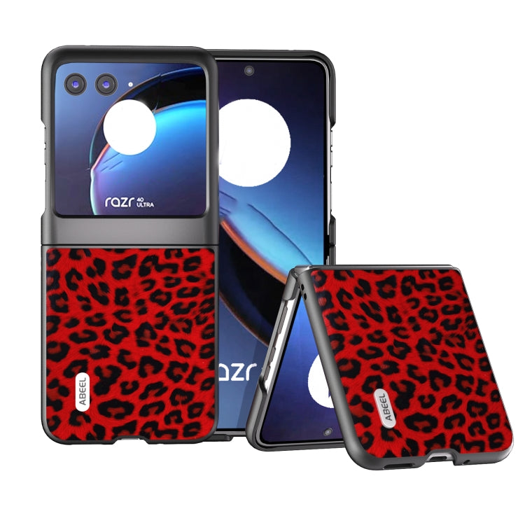 For Motorola Razr 40 Ultra ABEEL Black Edge Leopard Phone Case(Red Leopard) - Motorola Cases by buy2fix | Online Shopping UK | buy2fix