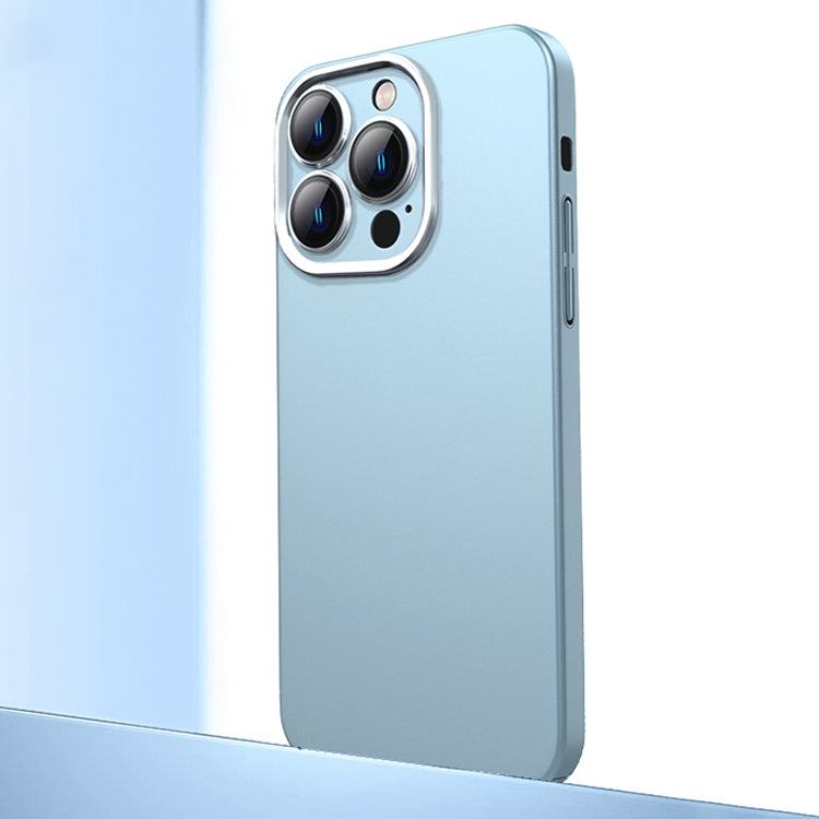 For iPhone 14 Pro Max Frosted Metal Material Phone Case with Lens Protection(Light Blue) - iPhone 14 Pro Max Cases by buy2fix | Online Shopping UK | buy2fix