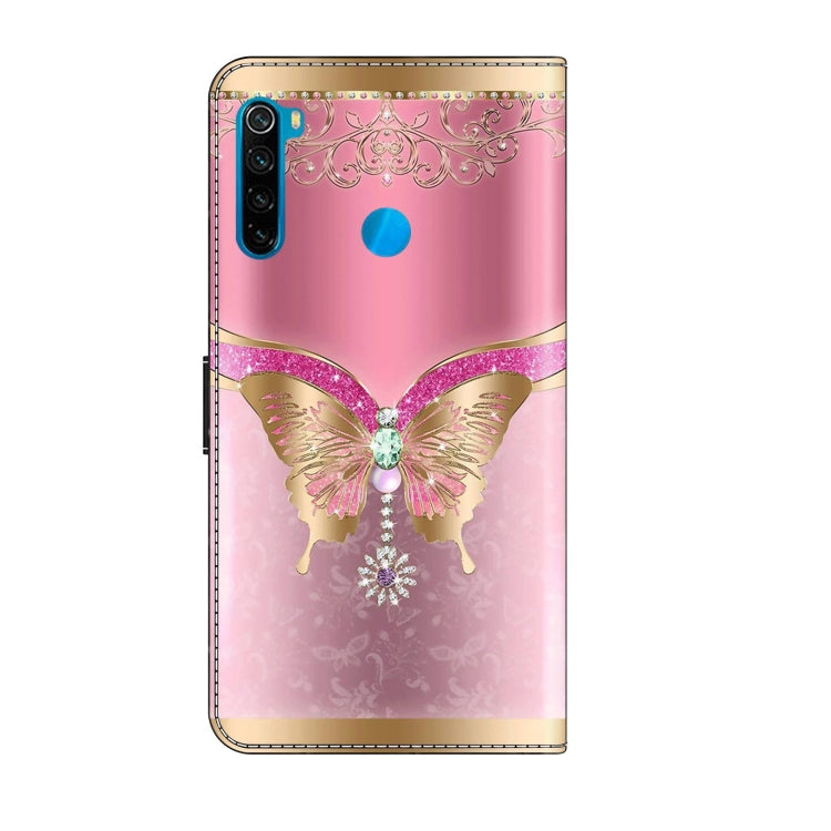 For Xiaomi Redmi Note 8T Crystal 3D Shockproof Protective Leather Phone Case(Pink Bottom Butterfly) - Xiaomi Cases by buy2fix | Online Shopping UK | buy2fix