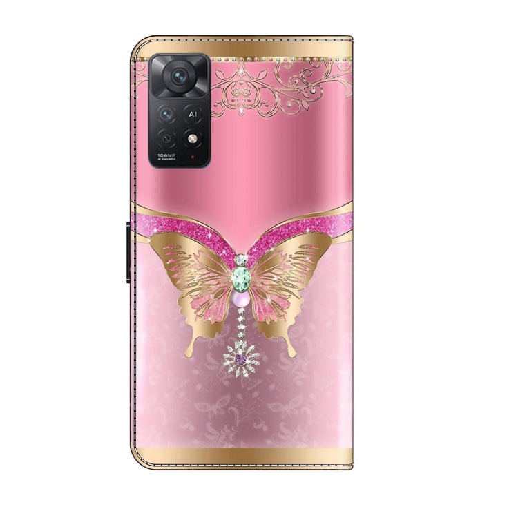 For Xiaomi Redmi Note 11 Pro 5G / 4G Global Crystal 3D Shockproof Protective Leather Phone Case(Pink Bottom Butterfly) - Xiaomi Cases by buy2fix | Online Shopping UK | buy2fix