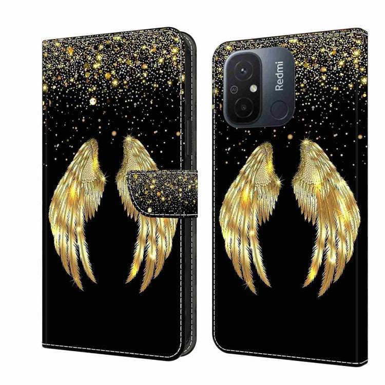 For Xiaomi Redmi 11A 4G / Redmi 12C Global Crystal 3D Shockproof Protective Leather Phone Case(Golden Wings) - Xiaomi Cases by buy2fix | Online Shopping UK | buy2fix