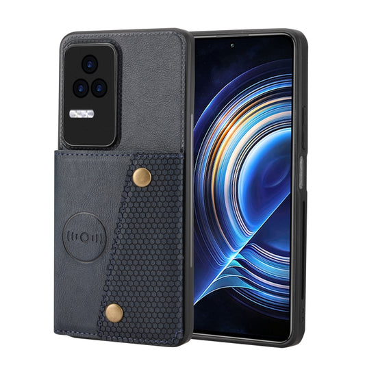 For Xiaomi Redmi K40S / Poco F4 Double Buckle Card Slots Magnetic Phone Case(Blue) - Poco F4 Cases by buy2fix | Online Shopping UK | buy2fix