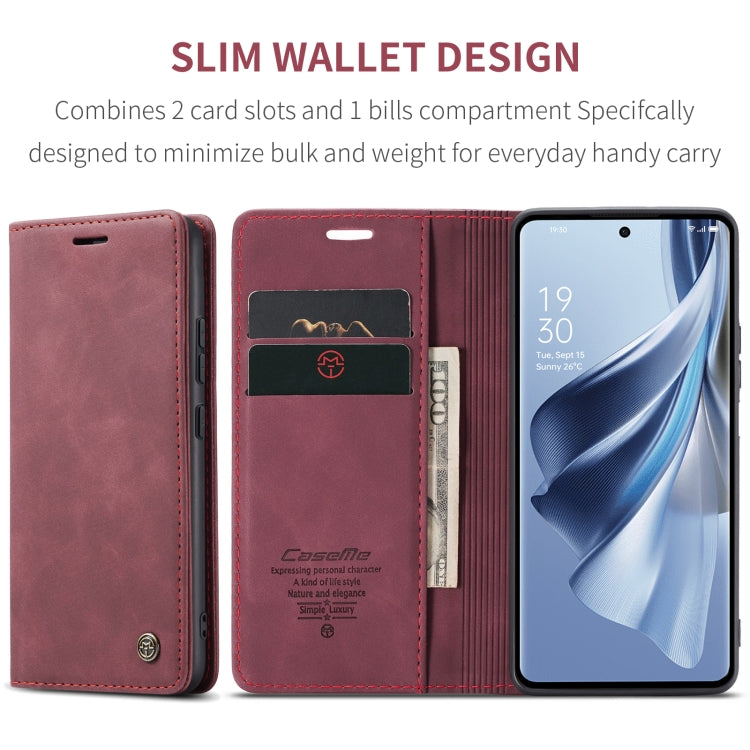 For OPPO Reno10 5G Global／Reno10 Pro Global CaseMe 013 Multifunctional Horizontal Flip Leather Phone Case(Wine Red) - OPPO Cases by CaseMe | Online Shopping UK | buy2fix