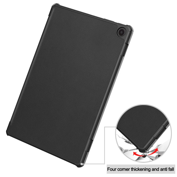 For  Amazon Fire Max 11 Custer Pure Color 3-Fold Holder Smart Leather Tablet Case(Black) - For Amazon by buy2fix | Online Shopping UK | buy2fix