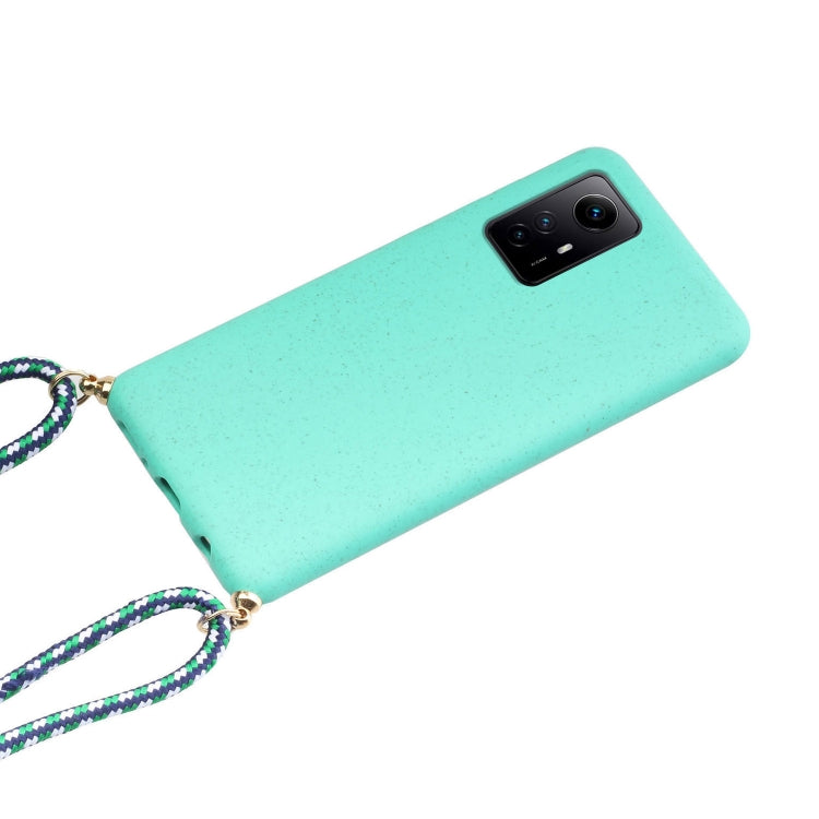 For Xiaomi Redmi Note 12S Wheat Straw Material + TPU Phone Case with Lanyard(Green) - Xiaomi Cases by buy2fix | Online Shopping UK | buy2fix