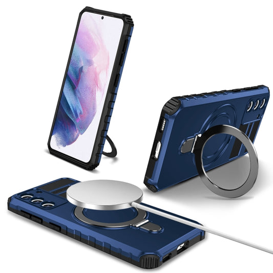 For Samsung Galaxy S21+ 5G MagSafe Magnetic Holder Phone Case(Blue) - Galaxy S21+ 5G Cases by buy2fix | Online Shopping UK | buy2fix
