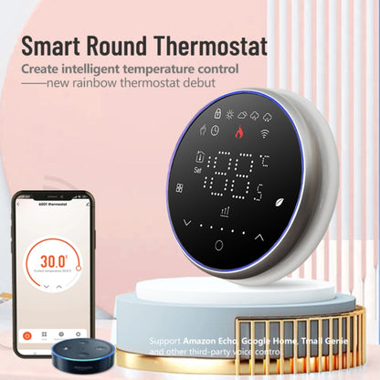 BHT-6001GCLW 95-240V AC 5A Smart Round Thermostat Boiler Heating LED Thermostat With WiFi(White) - Thermostat & Thermometer by buy2fix | Online Shopping UK | buy2fix