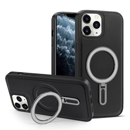 For iPhone 11 Pro Max MagSafe Magnetic Holder Phone Case(Black) - iPhone 11 Pro Max Cases by buy2fix | Online Shopping UK | buy2fix