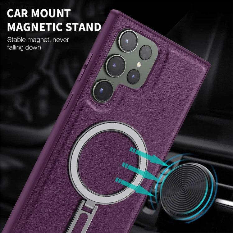 For Samsung Galaxy S23 5G MagSafe Magnetic Holder Phone Case(Purple) - Galaxy S23 5G Cases by buy2fix | Online Shopping UK | buy2fix