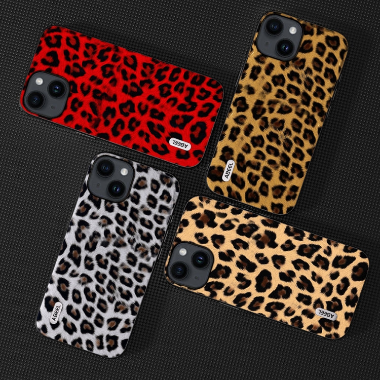 For iPhone 14 ABEEL Black Edge Leopard Phone Case(Red Leopard) - iPhone 14 Cases by buy2fix | Online Shopping UK | buy2fix