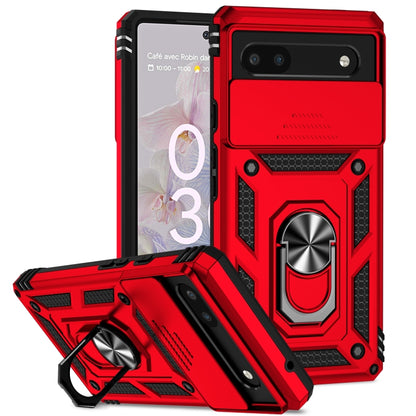 For Google Pixel 6a Sliding Camshield Holder Phone Case(Red) - Google Cases by buy2fix | Online Shopping UK | buy2fix