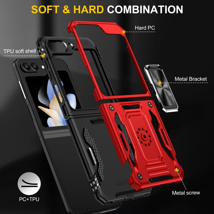 For Samsung Galaxy Z Flip5 5G Armor PC + TPU Camera Shield Phone Case(Red) - Galaxy Z Flip5 Cases by buy2fix | Online Shopping UK | buy2fix