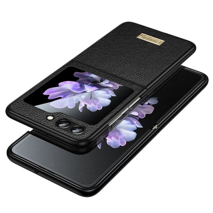 For Samsung Galaxy Z Flip5 SULADA Shockproof TPU + Litchi Texture Leather Phone Case(Black) - Galaxy Z Flip5 Cases by SULADA | Online Shopping UK | buy2fix