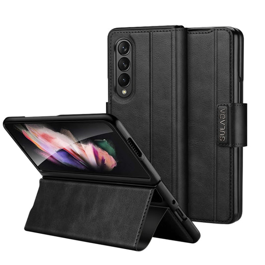 For Samsung Galaxy Z Fold3 / W22 SULADA All-inclusive Magnetic Snap Flip Leather Phone Case(Black) - Galaxy Phone Cases by SULADA | Online Shopping UK | buy2fix