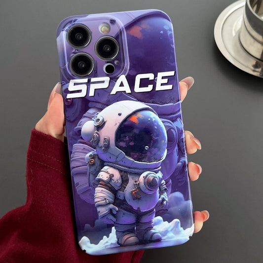 For iPhone 14 Pro Painted Pattern Precise Hole PC Phone Case(Purple Astronaut) - iPhone 14 Pro Cases by buy2fix | Online Shopping UK | buy2fix