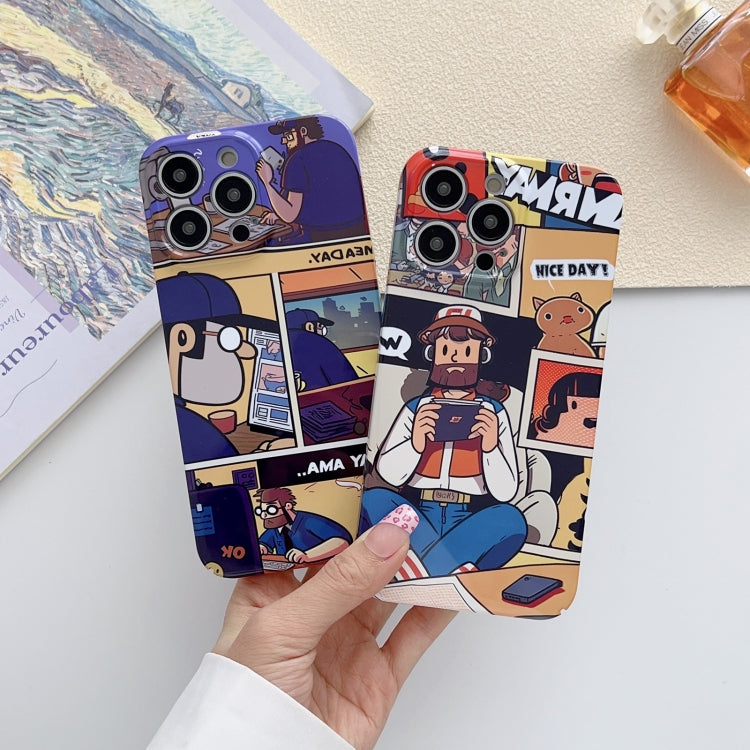 For iPhone 11 Painted Pattern Precise Hole PC Phone Case(Orange White Astronaut) - iPhone 11 Cases by buy2fix | Online Shopping UK | buy2fix
