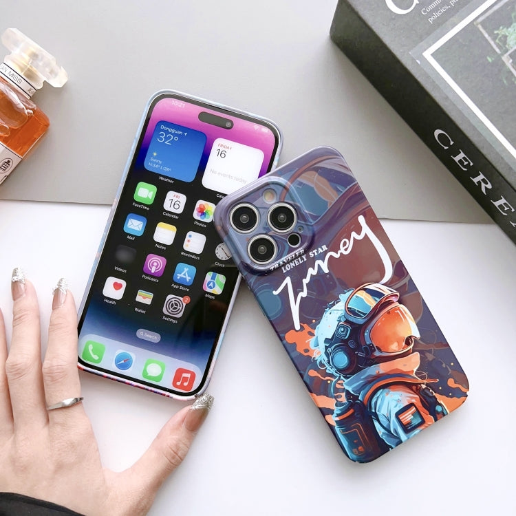 For iPhone SE 2022 / 2020 / 8 / 7 Painted Pattern Precise Hole PC Phone Case(Orange White Astronaut) - iPhone SE 2022 / 2020 / 8 / 7 Cases by buy2fix | Online Shopping UK | buy2fix