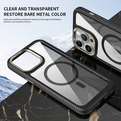 For iPhone 13 Pro MagSafe Carbon Fiber Transparent Back Panel Phone Case(Black) - iPhone 13 Pro Cases by buy2fix | Online Shopping UK | buy2fix