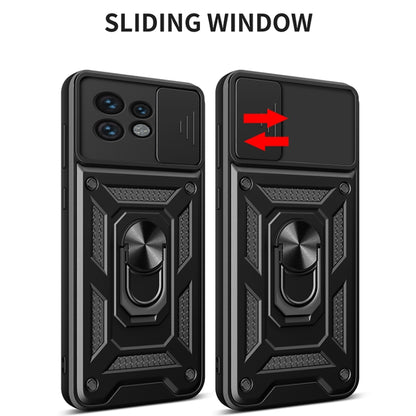 For Motorola Edge 40 Pro Sliding Camera Cover Design TPU Hybrid PC Phone Case(Black) - Motorola Cases by buy2fix | Online Shopping UK | buy2fix