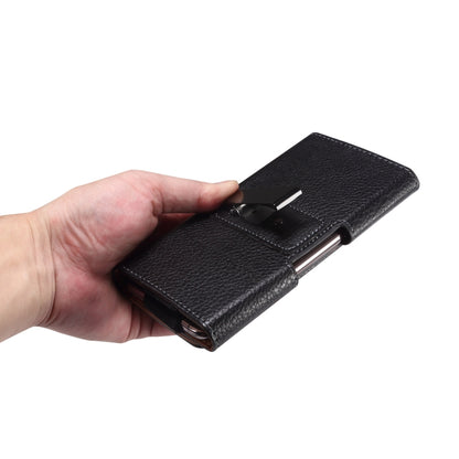 For 6.7-6.9 inch Phone Litchi Texture Iron Clip Back Buckle Waist-mounted Phone Case Horizontal Plate(Black) - More Brand by buy2fix | Online Shopping UK | buy2fix