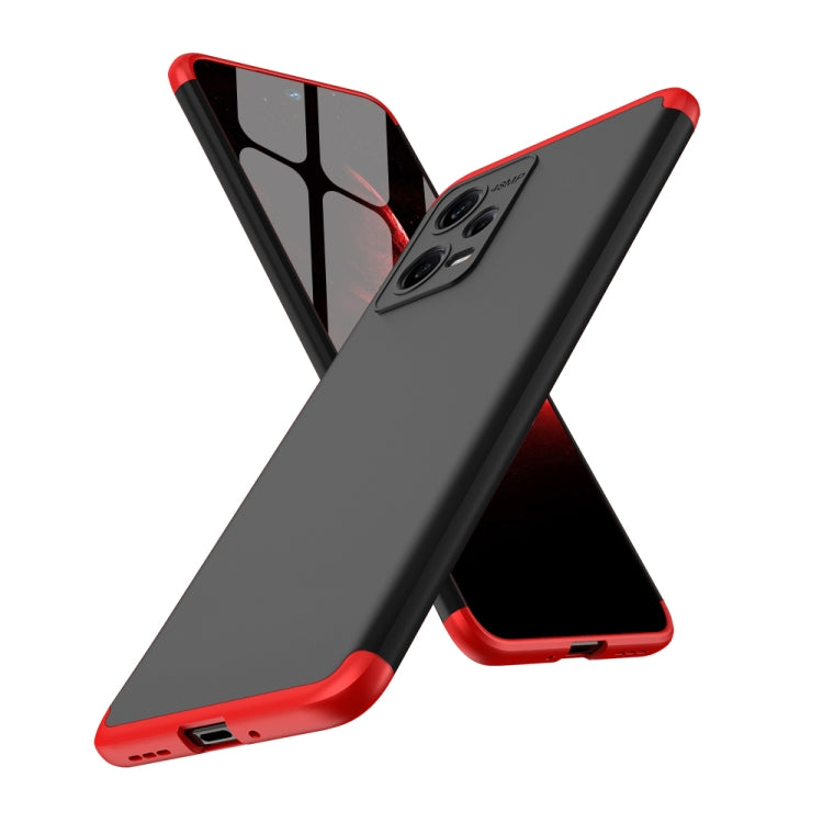 For Xiaomi Redmi Note 12 5G Global GKK Three Stage Splicing Full Coverage PC Phone Case(Black Red) - Note 12 Cases by GKK | Online Shopping UK | buy2fix