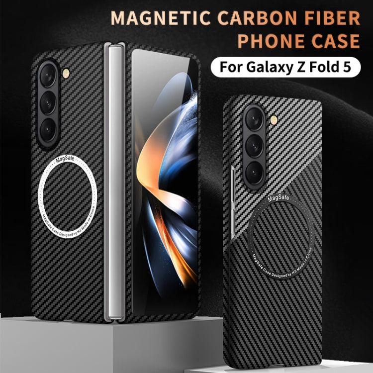 For Samsung Galaxy Z Fold5 Carbon Fiber Texture MagSafe Magnetic Phone Case(Black) - Galaxy Z Fold5 Cases by buy2fix | Online Shopping UK | buy2fix