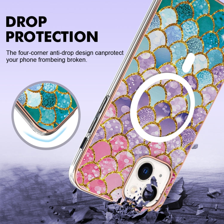 For iPhone 15 Marble Pattern Dual-side IMD Magsafe TPU Phone Case(Colorful Scales) - iPhone 15 Cases by buy2fix | Online Shopping UK | buy2fix