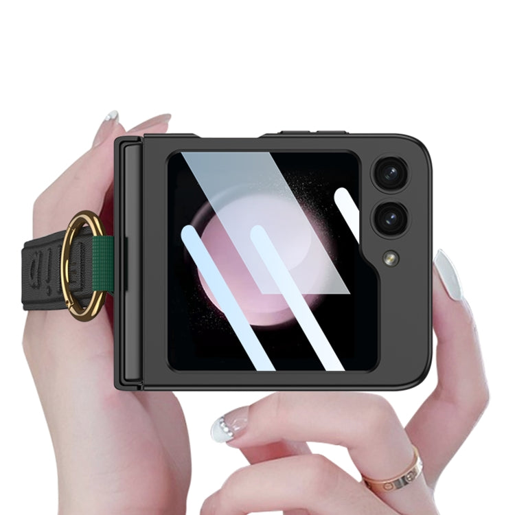For Samsung Galaxy Z Flip5 GKK Integrated Ultrathin Shockproof Phone Case with Ring Wrist Strap(Black) - Galaxy Z Flip5 Cases by GKK | Online Shopping UK | buy2fix