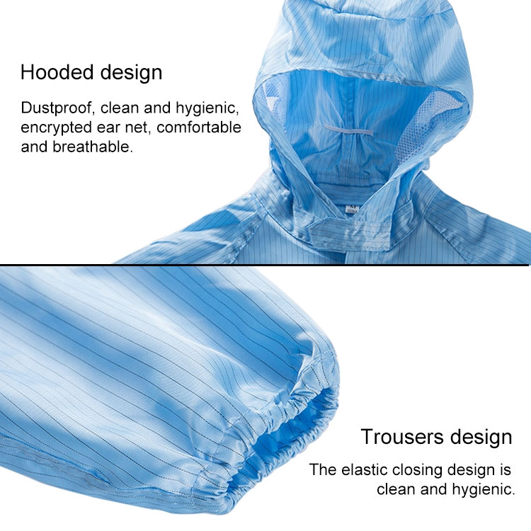 Striped Anti-static Split Hood Dust-proof Work Suit, Size:S(Navy Blue) - Protective Clothing by buy2fix | Online Shopping UK | buy2fix